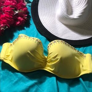 Victoria’s Secret yellow jeweled swim top